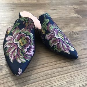 Slightly worn floral mules